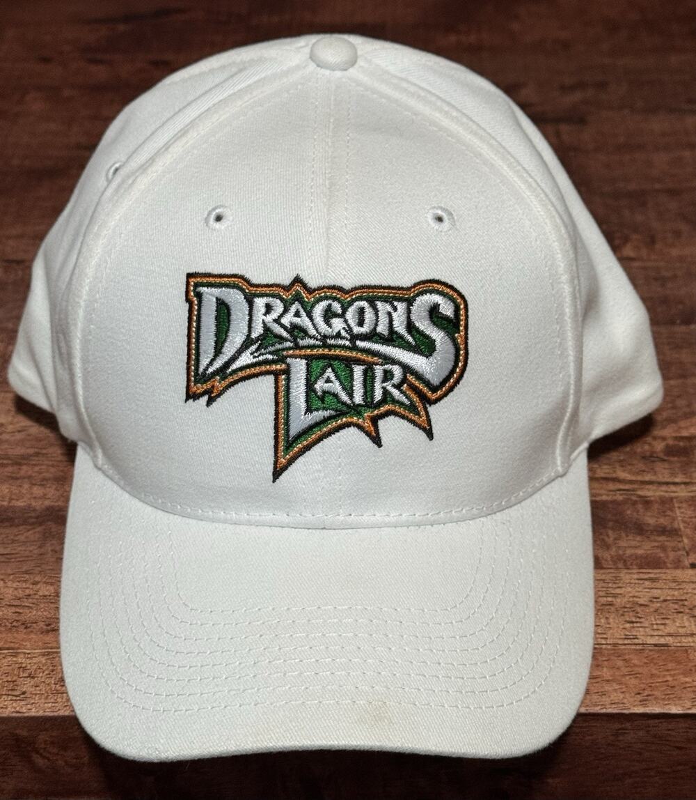 Vintage Dayton Dragons Lair Hat White Cap Sports Strap Back.